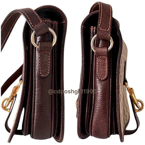 Vintage 1970s Gucci Ophidia Canvas monogram leather Flap accordion shoulder bag - Picture 6 of 16